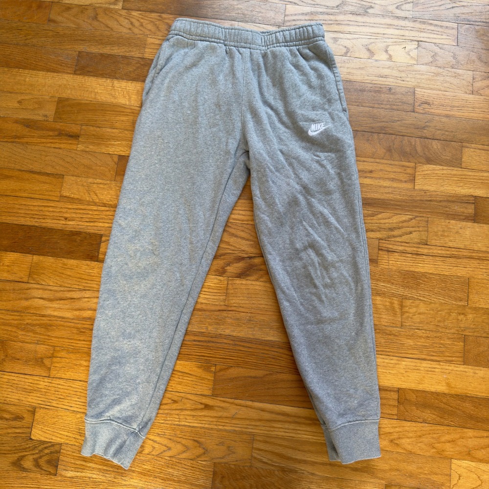 Nike Fleece Joggers Mens Small Heather Gray Sweatpants Cozy Drawstring Casual